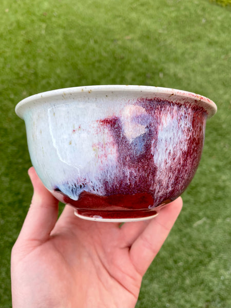 Oxidised/ reduced copper red small bowl